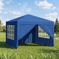 10x10 Blue Pop-Up Awning - Waterproof & UV-Resistant, Featuring 4 Side Walls, Fully Enclosed Shelter, Quick &
