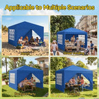 10x10 Blue Pop-Up Awning - Waterproof & UV-Resistant, Featuring 4 Side Walls, Fully Enclosed Shelter, Quick &, alternate view