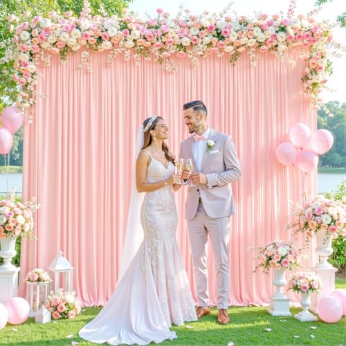 10x10 Blush Pink Backdrop Curtain for Parties Baby Shower Wrinkle Free Pink Photo Curtains Backdrop Drapes