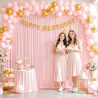 10x10 Blush Pink Backdrop Curtain for Parties Baby Shower Wrinkle Free Pink Photo Curtains Backdrop Drapes, alternate view 2