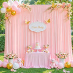 10x10 Blush Pink Backdrop Curtain for Parties Baby Shower Wrinkle Free Pink Photo Curtains Backdrop Drapes, alternate view 3