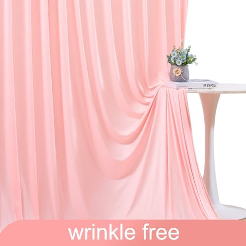 10x10 Blush Pink Backdrop Curtain for Parties Baby Shower Wrinkle Free Pink Photo Curtains Backdrop Drapes, alternate view 6