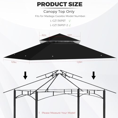 10x10 Canopy Replacement Top for Target Madaga Gazebo, Black in Black, alternate view 3