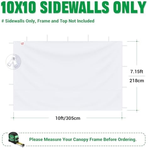 10x10 Canopy Sidewalls Only, White (3PCS, No Frame or Top), alternate view 2