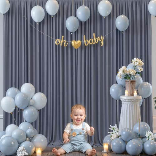 10x10 Charcoal Backdrop Curtain for Parties Wedding Wrinkle Free Silver Grey Photo Curtains Backdrop Drapes