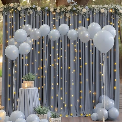 10x10 Charcoal Backdrop Curtain for Parties Wedding Wrinkle Free Silver Grey Photo Curtains Backdrop Drapes, alternate view 3