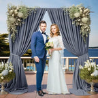 10x10 Charcoal Backdrop Curtain for Parties Wedding Wrinkle Free Silver Grey Photo Curtains Backdrop Drapes, alternate view 4