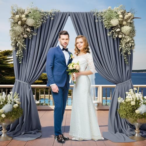 10x10 Charcoal Backdrop Curtain for Parties Wedding Wrinkle Free Silver Grey Photo Curtains Backdrop Drapes, alternate view 4