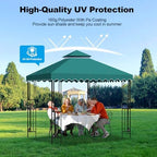 10x10 Double Tiered Gazebo Replacement Canopy, Upgraded 300D Polyester Heavy Duty Canopy Cover Top with Air, alternate view 2