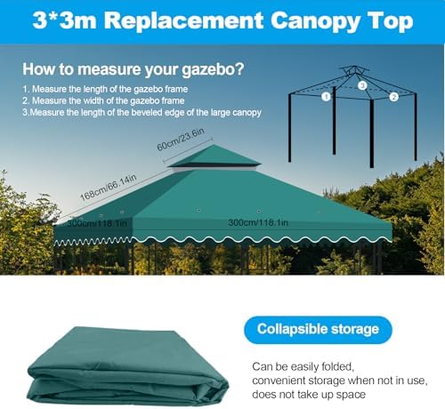 10x10 Double Tiered Gazebo Replacement Canopy, Upgraded 300D Polyester Heavy Duty Canopy Cover Top with Air, alternate view 5