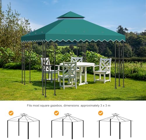 10x10 Double Tiered Gazebo Replacement Canopy, Upgraded 300D Polyester Heavy Duty Canopy Cover Top with Air, alternate view 6