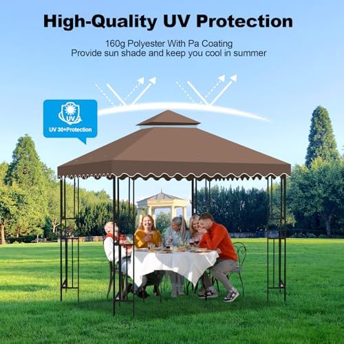 10x10 Double Tiered Gazebo Replacement Canopy, Upgraded 300D Polyester Heavy Duty Canopy Cover Top with Air, alternate view 2