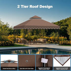 10x10 Double Tiered Gazebo Replacement Canopy, Upgraded 300D Polyester Heavy Duty Canopy Cover Top with Air, alternate view 4