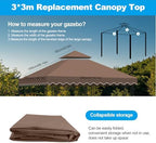 10x10 Double Tiered Gazebo Replacement Canopy, Upgraded 300D Polyester Heavy Duty Canopy Cover Top with Air, alternate view 5