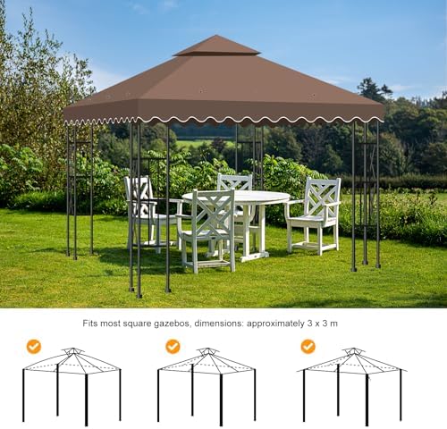 10x10 Double Tiered Gazebo Replacement Canopy, Upgraded 300D Polyester Heavy Duty Canopy Cover Top with Air, alternate view 6