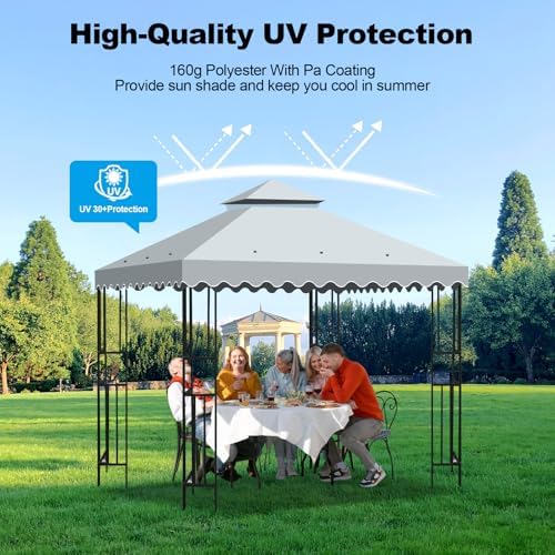 10x10 Double Tiered Gazebo Replacement Canopy, Upgraded 300D Polyester Heavy Duty Canopy Cover Top with Air, alternate view 2