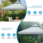 10x10 Double Tiered Gazebo Replacement Canopy, Upgraded 300D Polyester Heavy Duty Canopy Cover Top with Air, alternate view 3