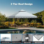 10x10 Double Tiered Gazebo Replacement Canopy, Upgraded 300D Polyester Heavy Duty Canopy Cover Top with Air, alternate view 4
