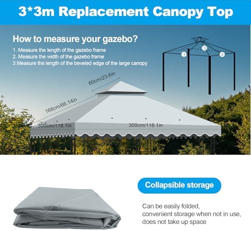 10x10 Double Tiered Gazebo Replacement Canopy, Upgraded 300D Polyester Heavy Duty Canopy Cover Top with Air, alternate view 5