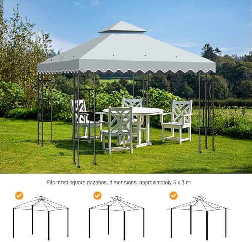 10x10 Double Tiered Gazebo Replacement Canopy, Upgraded 300D Polyester Heavy Duty Canopy Cover Top with Air, alternate view 6