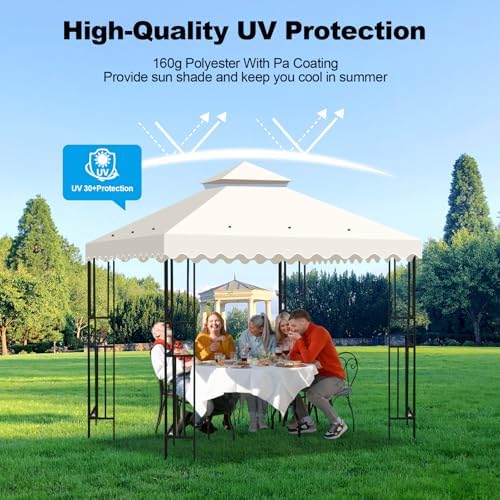 10x10 Double Tiered Gazebo Replacement Canopy, Upgraded 300D Polyester Heavy Duty Canopy Cover Top with Air, alternate view 2