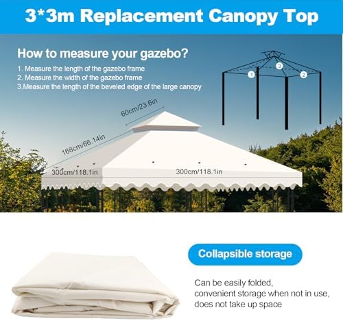 10x10 Double Tiered Gazebo Replacement Canopy, Upgraded 300D Polyester Heavy Duty Canopy Cover Top with Air, alternate view 5