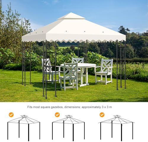 10x10 Double Tiered Gazebo Replacement Canopy, Upgraded 300D Polyester Heavy Duty Canopy Cover Top with Air, alternate view 6