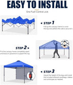 10x10 Durable Pop Up Canopy Tent with 1 Sidewall, Blue in Blue, alternate view 2