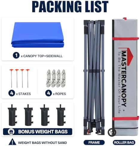 10x10 Durable Pop Up Canopy Tent with 1 Sidewall, Blue in Blue, alternate view 5