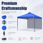 10x10 Durable Pop Up Canopy Tent with 1 Sidewall, Blue in Blue, alternate view 6