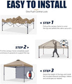 10x10 Durable Pop Up Canopy Tent with 1 Sidewall, Khaki in Khaki, alternate view 2