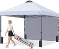 10x10 Durable Pop Up Canopy Tent with 1 Sidewall, White in White