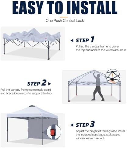 10x10 Durable Pop Up Canopy Tent with 1 Sidewall, White in White, alternate view 2
