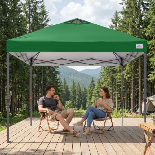 10x10 Durable Pop Up Canopy Tent with Roller Bag, Forest Green, alternate view 2