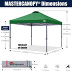 10x10 Durable Pop Up Canopy Tent with Roller Bag, Forest Green, alternate view 3