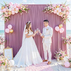 10x10 Dusty Pink Backdrop Curtain for Parties Wedding Wrinkle Free Pink Photo Curtains Backdrop Drapes Fabric