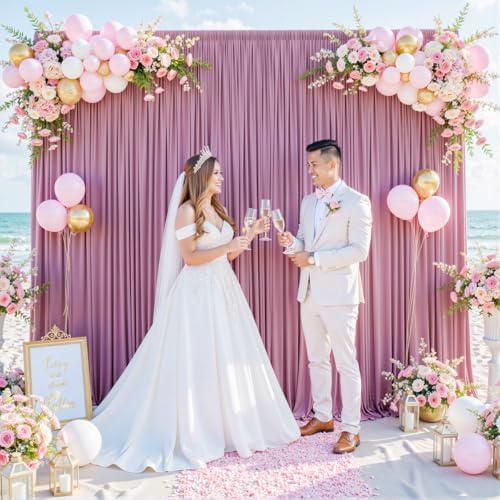 10x10 Dusty Pink Backdrop Curtain for Parties Wedding Wrinkle Free Pink Photo Curtains Backdrop Drapes Fabric