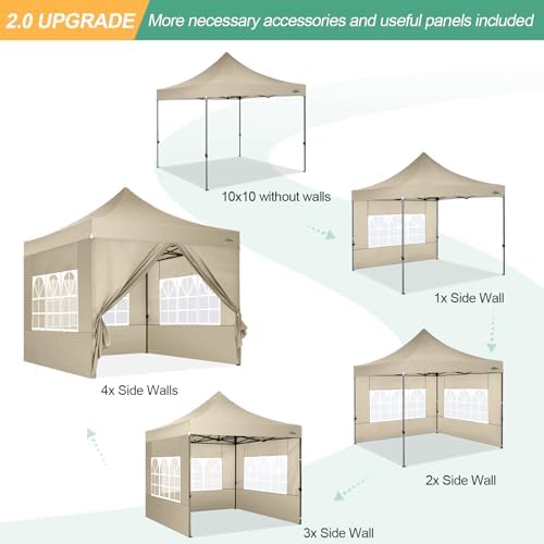 10x10 Ez Pop Up Canopy Tent with 4 sidewalls Heavy Duty Canopy UPF 50+, 100% Waterproof Outdoor Canopy Wedding, alternate