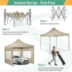 10x10 Ez Pop Up Canopy Tent with 4 sidewalls Heavy Duty Canopy UPF 50+, 100% Waterproof Outdoor Canopy Wedding, alternate