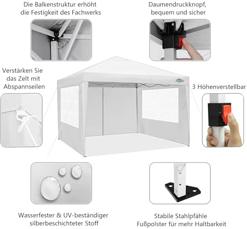 10x10 Ez Pop Up Canopy Tent with 4 Sidewalls White, alternate view 4
