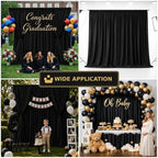 10x10 FT Black Backdrop Curtains for Weddings, Parties and Photo Booths in 10FT(W) x 10FT(H) in Black, alternate view 6