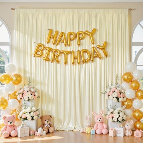 10x10 ft Champagne Glitter Backdrop Curtain for Parties, Wrinkle Free Satin Photo Backdrop Drapes 2 Panels, alternate view 3