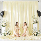 10x10 ft Champagne Glitter Backdrop Curtain for Parties, Wrinkle Free Satin Photo Backdrop Drapes 2 Panels, alternate view 4