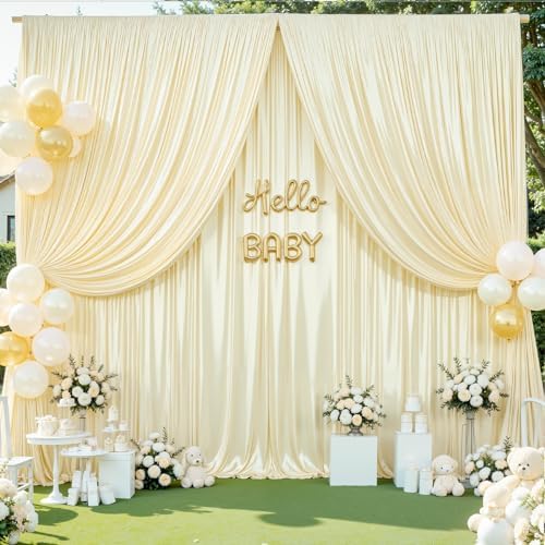 10x10 ft Champagne Glitter Backdrop Curtain for Parties, Wrinkle Free Satin Photo Backdrop Drapes 2 Panels, alternate view 6