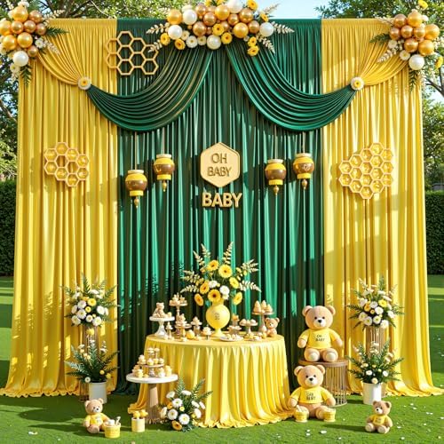 10x10 ft Dark Green Glitter Backdrop Curtain for Parties, Wrinkle Free Glitter Photo Backdrop Drapes 2 Panels, alternate view