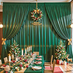 10x10 ft Dark Green Glitter Backdrop Curtain for Parties, Wrinkle Free Glitter Photo Backdrop Drapes 2 Panels, alternate view