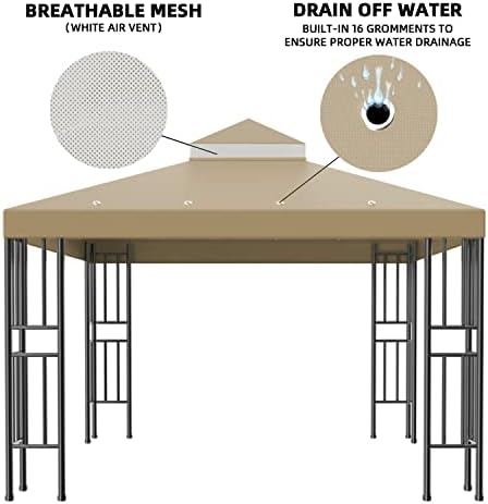 10x10 FT Gazebo Replacement Canopy Top Cover (Brown) in 10x10 FT in Brown, alternate view 4