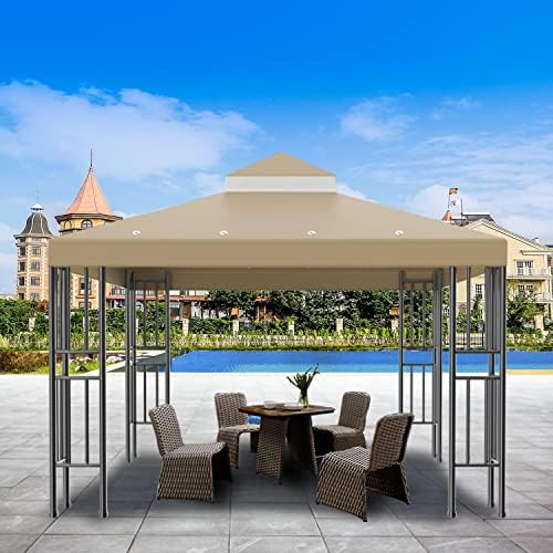 10x10 FT Gazebo Replacement Canopy Top Cover (Brown) in 10x10 FT in Brown, alternate view 7