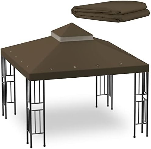 10x10 FT Gazebo Replacement Canopy Top Cover (Dark Brown) in 10x10 FT in Dark Brown