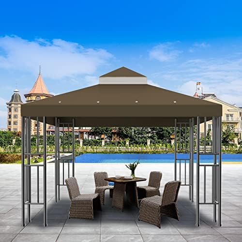 10x10 FT Gazebo Replacement Canopy Top Cover (Dark Brown) in 10x10 FT in Dark Brown, alternate view 2